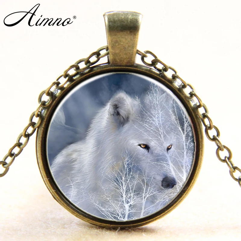 Wolf Totem Vintage Long Statement Necklace Silver Plated Round Men Necklaces Pendants Fashion 
