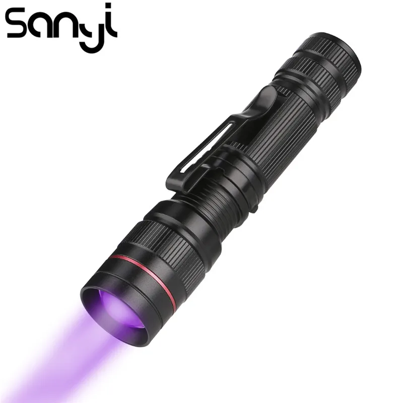 3 режима Мини СВЕТОДИОДНЫЙ УФ-фонарик фиолетовый зум фокус освещение 395nm фонарь для проверки маркеров