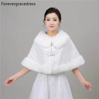 

Forevergracedress 2018 Real Photos Winter Faux Fur Wedding Wrap Bolero Jackets Bridal Coat Cape Cloak Shawls Scarves In Stock