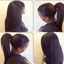 Wholesale Brazilian Hair Virgin Lace Front Ponytail Wigs Glueless Natural Straight Full Lace Human Hair Ponytail Wig In Stock