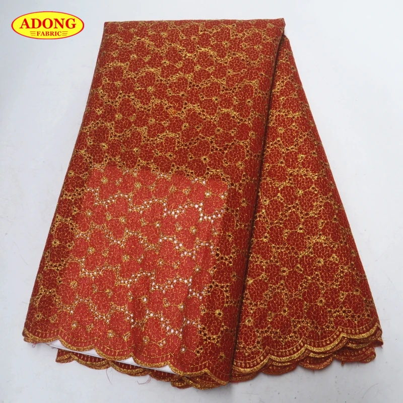 

ADONG Highest African Lace Fabric Embroidered Swiss Cotton Lace Fabric Super Quality 5 Yards/lot Lace fabric for Wedding dresses