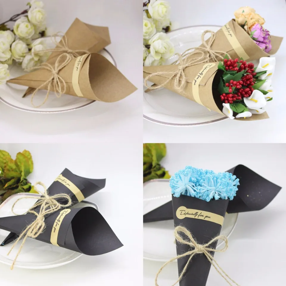 100 X Bomboniere Fiore Coni Titolare Stile Gelato Fai Da Te Di Carta Kraft Marrone Nero Scatole E Confezioni Per Dolci Tavola Di Nozze Partito Decorazioni Wedding Table Decoration Party Weddingtable Decoration Aliexpress