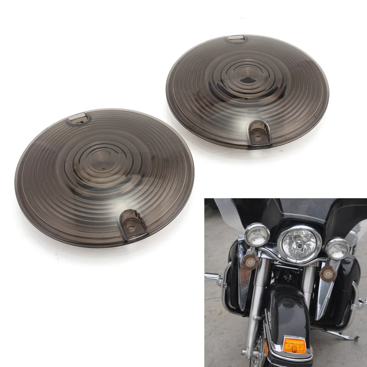 2pcs Motorcycle Plastic Turn Signal Light Lamps Smoke Amber Lens Cover