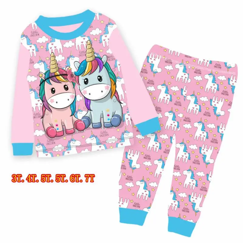 Wholesale Baby Girls Unicorn Pajamas 2019 Kids Cartoon Pyjamas Kids