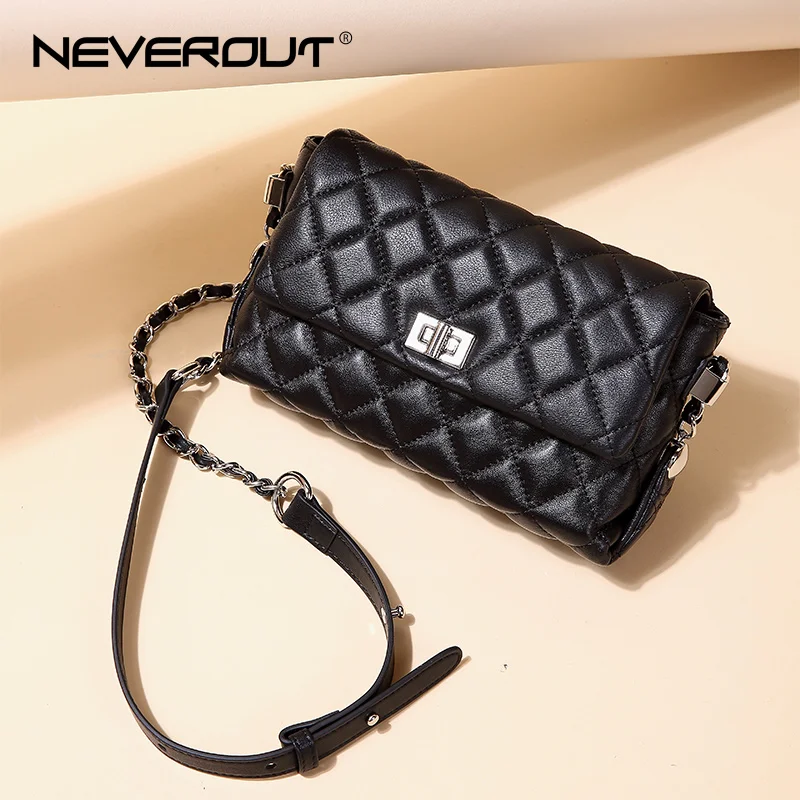 

NEVEROUT Lattice Shoulder Bags for Woman Leather Cross Body Flap Bag High Quality Sheepskin Ladies Casual Quilted Messenger Bag