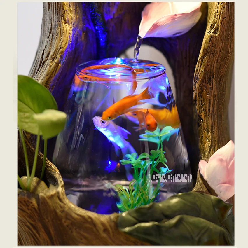 Украшение для помещений аквариума настольная маленькая стеклянная Рыбная чаша креативный фонтан лотоса с Led светильник аквариум