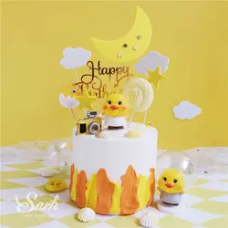 Ins желтая утка торт Toppers Чик украшения с днем рождения детский день вечерние украшения для выпечки милые подарки феи