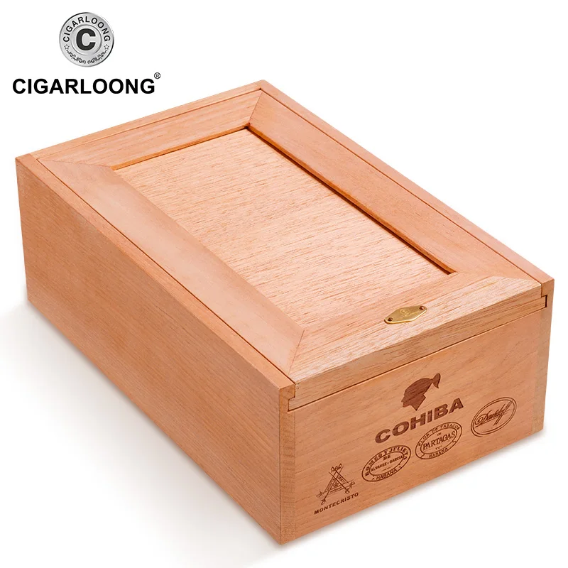 

CIGARLOONG Cigar Box Cigar Humidor Cedar Wood Humidor Paintless Alcohol Box 50 Pack CA-4007