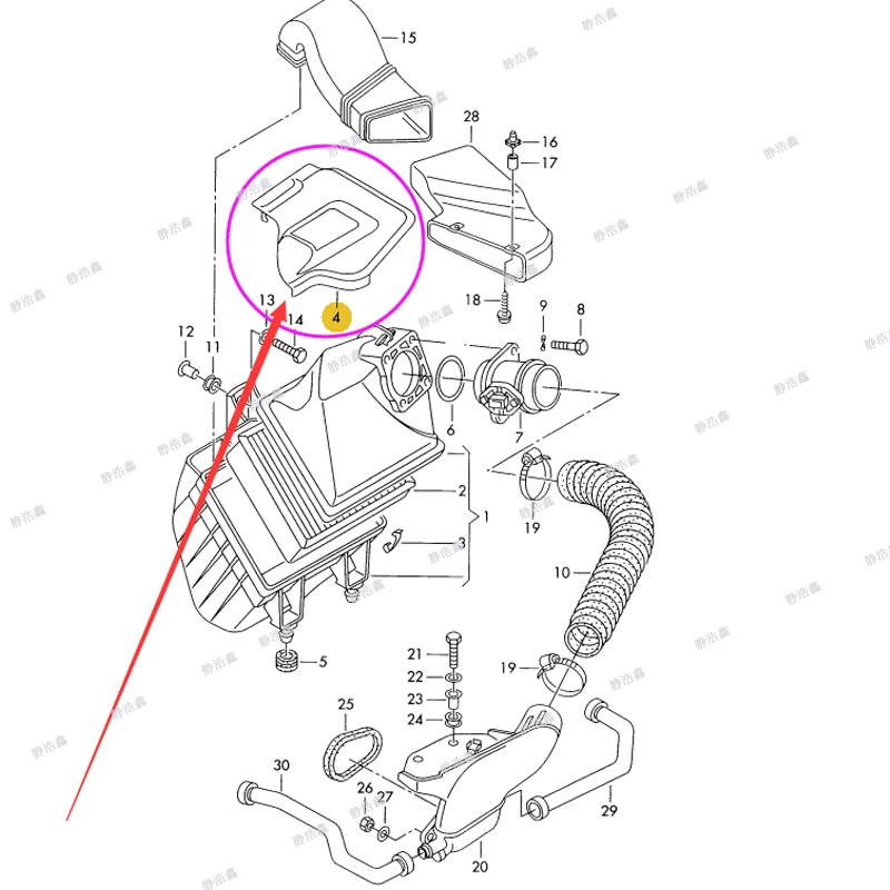 4B0133849A для Audi A6 C5 A4 воздушный фильтр верхняя крышка листовой воздушный фильтр оболочка пластина защитная крышка пластиковая крышка 4b0133849a