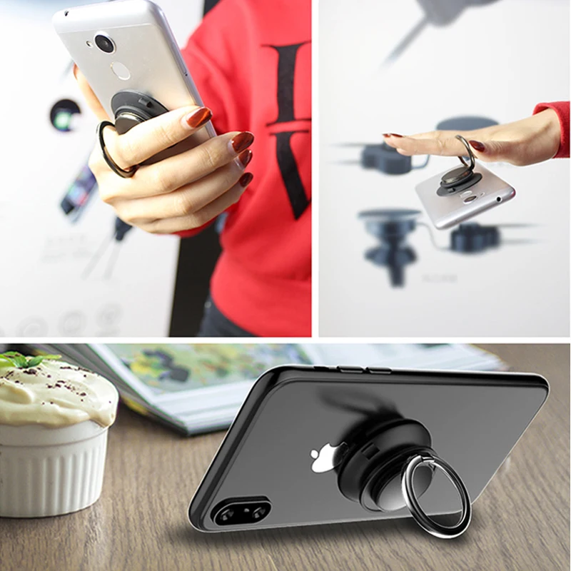 Universal General Phone Finger Ring Holder 360 Degree Suction Cup Stand for Samsung Xiaomi iPhone X 6 Plus Smartphone Tablet