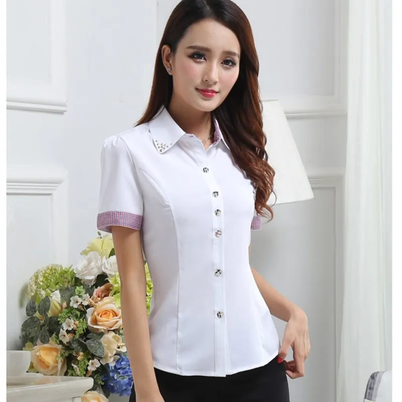 Elegant Women Career White Shirts Size S-2XL Long Sleeve Blouse Button Design Clothing 2018 Office Lady Casual Blouses