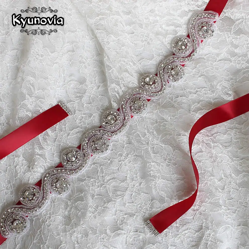 Свадебный пояс с кристаллами Kyunovia женский для свадебного платья и стразами