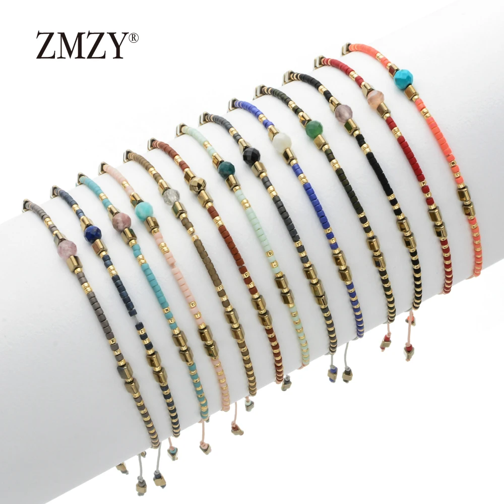 Pulseira da Amizade Pulseiras para Mulheres Zmzy Misto Colorido Bonito Pedra Charm Bracelet Handmade Miyuki Missangas Jóias 13 Pcs