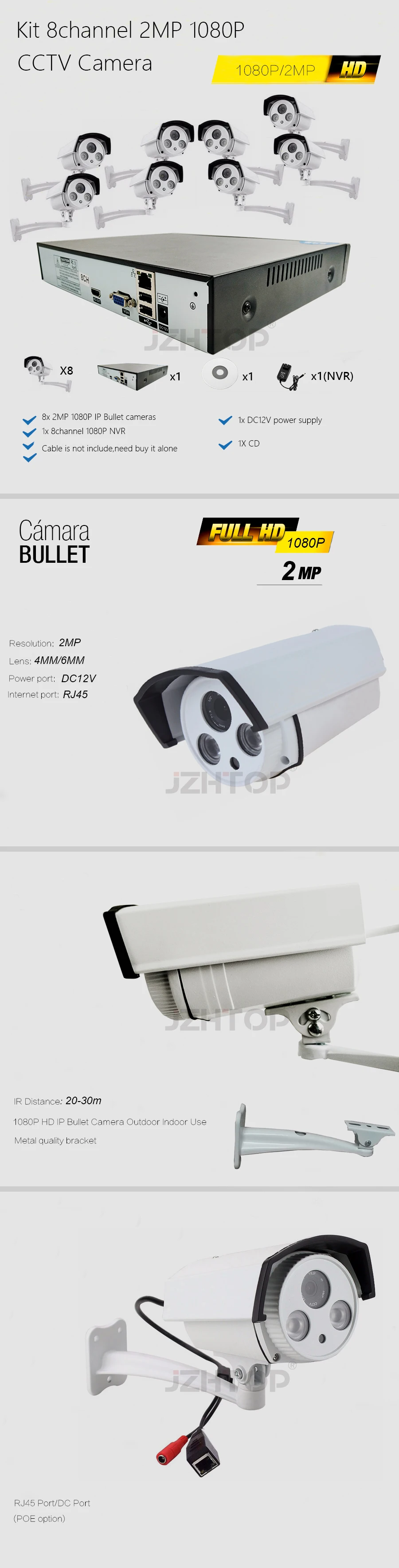 2mp 1080p bullet ip camera kit