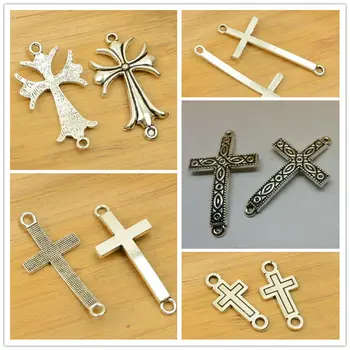 

two/2 holes cross shape alloy connective DIY charm Christmas pendant jewerly accessories findings antique silver necklace chain