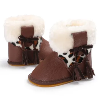 

Baby Winter New Warm Infant Baby High-top Leather Sneaker Toddler Baby Shoes Anti-Slip Soft Soled Lace up Snow Boots