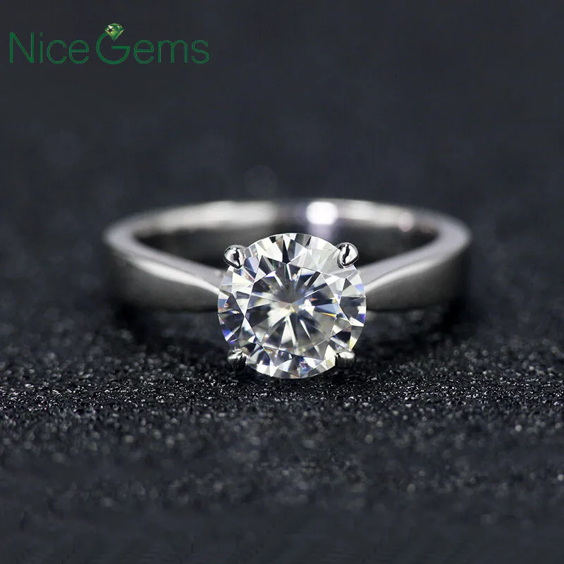 

Кольцо NiceGems из белого золота с муассанитом, 14 к, 4 карата