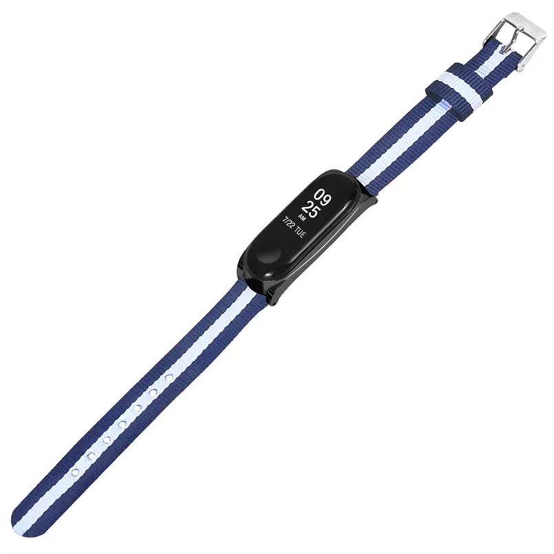 Fashio Navy Nylon Wristband Canvas Sport Strap Watch Band Replacemen For Xiaomi Mi Band 3 Watch band Size 25x1.95x0.54cm 40MR1415