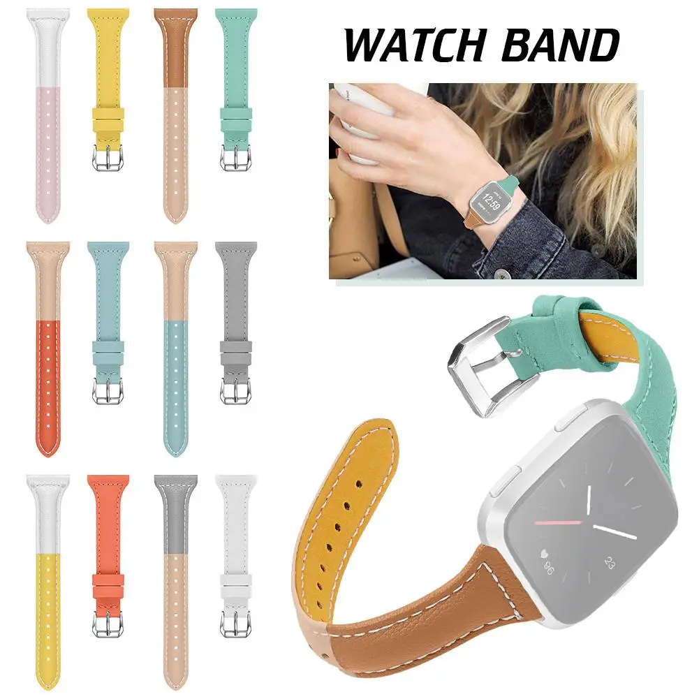 

Leather Bracelet Belt Watchbands Leather Strap Wristband For Fitbit Versa Smart Watch Accessories Replacement Multicolor Strap