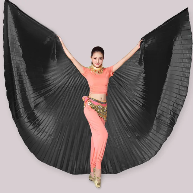 Ruoru Women Kids Girls Belly Dance Isis Wings Gold Belly Dance Wings Bellydance Costume Egyptian Oriental Dance Without Sticks black