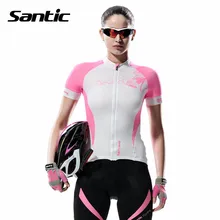 Santic 2017 Women Breathable Cycling Jersey Short Sleeve Breathable Bicycle Sportswear Pink White Summer MTB Bike Shirt Clothing