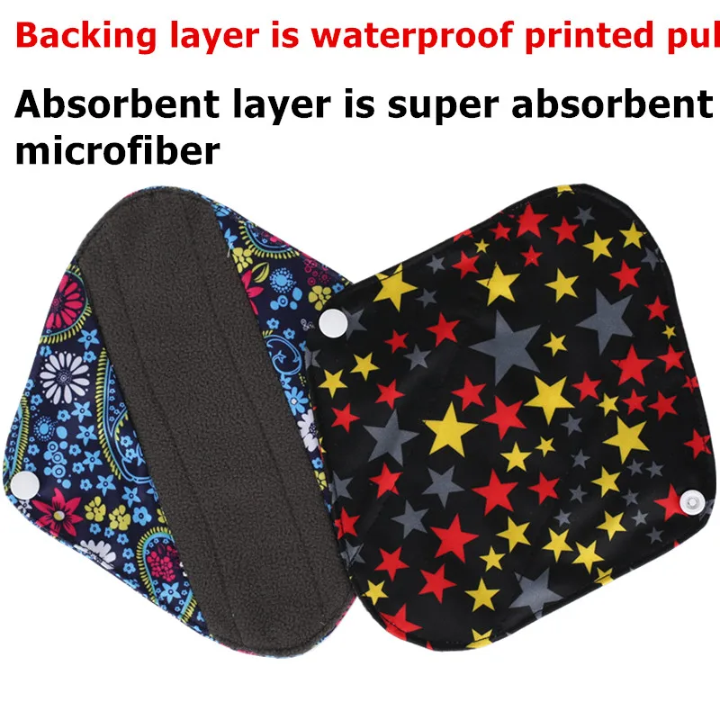[simfamily]5PC Reusable Bamboo Charcoal Cloth Panty Liner,Mixed Color,Women Feminine Hygiene Menstrual Sanitary Pads s