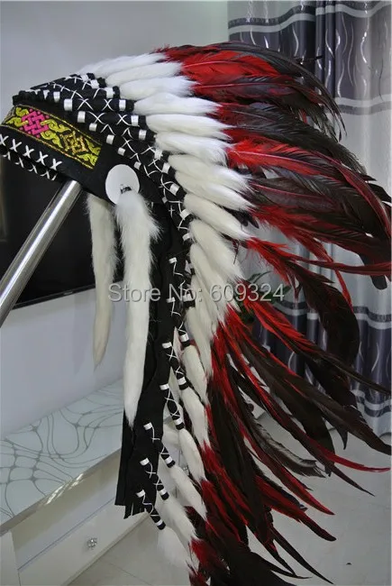 Женский головной убор с красными и черными перьями|costume prop|headdress photocostume roman |