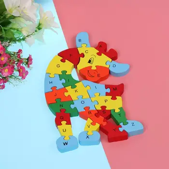 

English Letters Learn Jigsaw Puzzle Wooden Building Kids Toys Cartoon Baby Kids Colorful Early Educational Toys