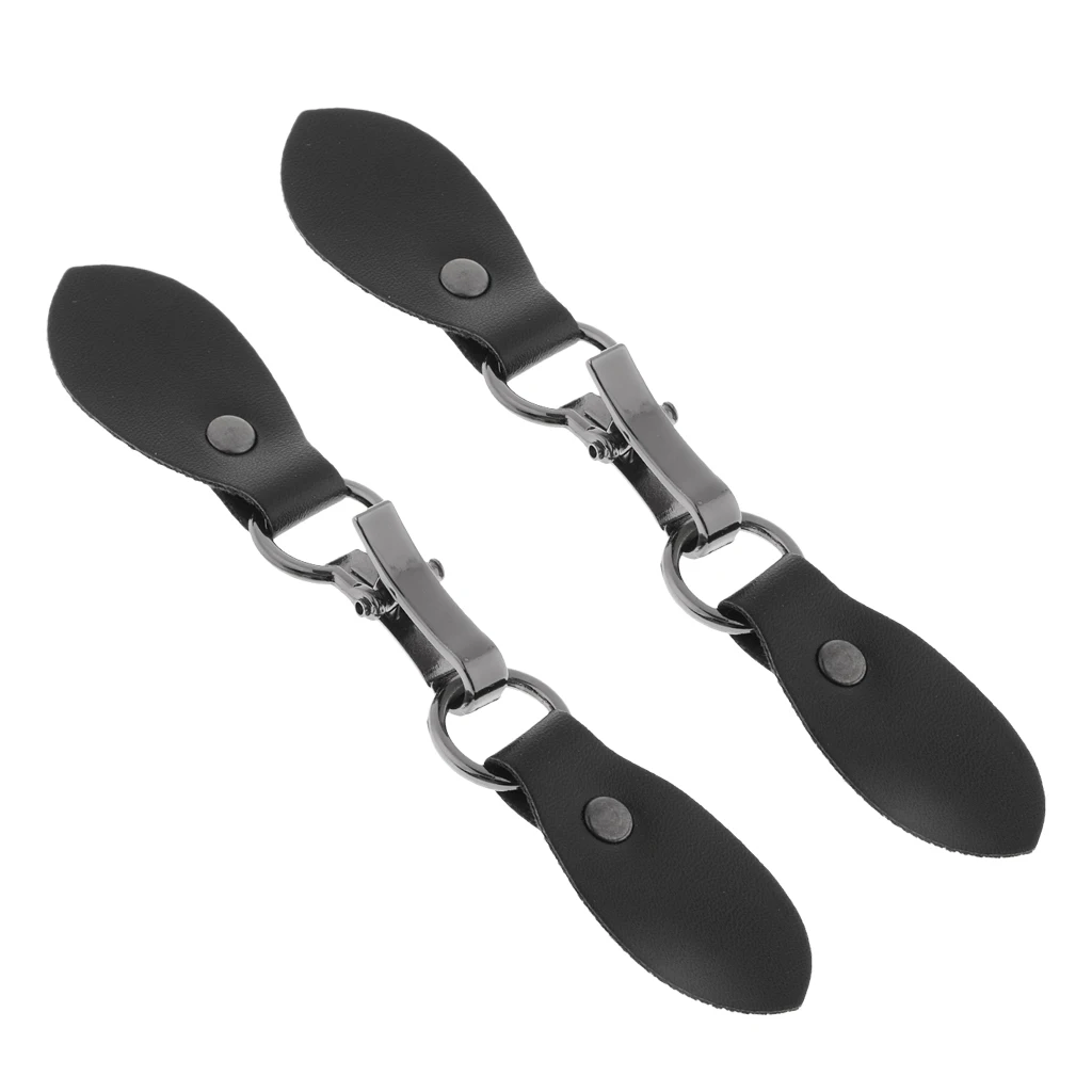 

2 Set Black Leather Buckle with Metal Clasp Hook for Clothes Sewing Fasteners