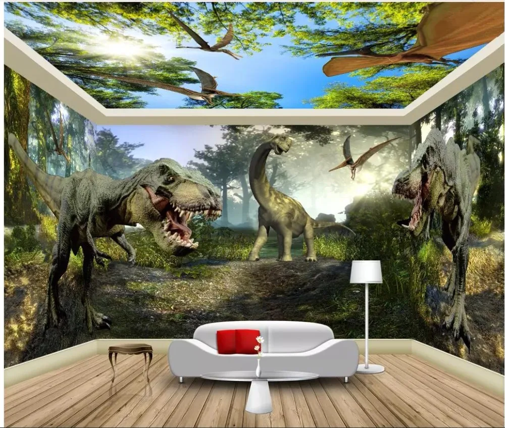 Настенные 3d фотообои на заказ тематические обои с изображением динозавра