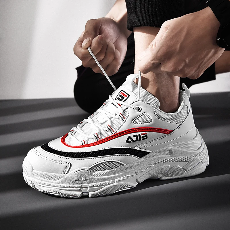

BIGFIRSE Men Fashin Shoes Trend Lace-up Man Fashion Sneaker 2019 Casual Shoes For Men Comfortable Light Breathable Flats Shoes