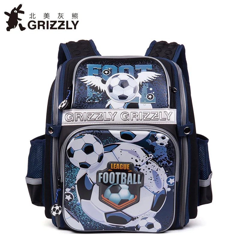 

GRIZZLY Kids Cartoon Bags Children Schoolbags for Boys Orthopedic&Waterproof Backpacks Primary School Bags for Grade 1-4