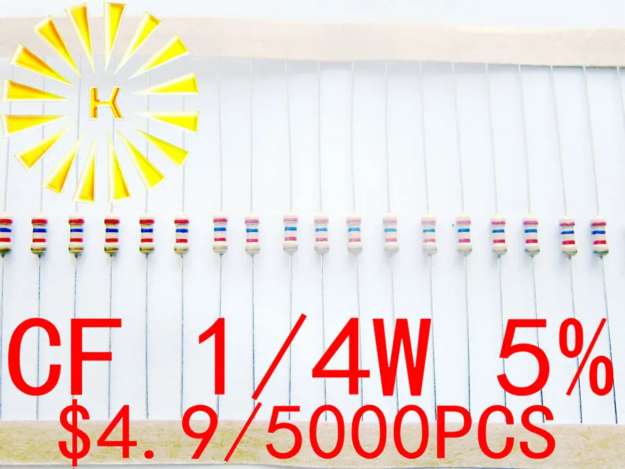 Карбоновый пленочный резистор CF 1/4 Вт 5% на ленте 0 1-5000 R 0R 1R-10M x шт. | Электронные