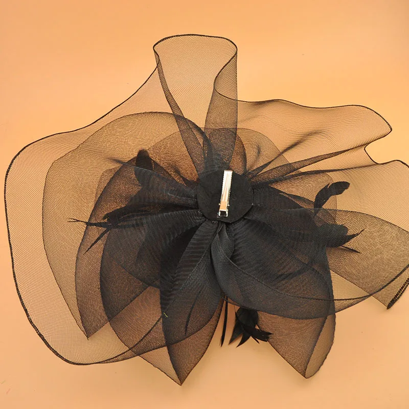 Vintage Bridal Flower Feather Hats Elegant Wedding Accessories Bride Net Hats White Fascinator Women's Formal Occasion