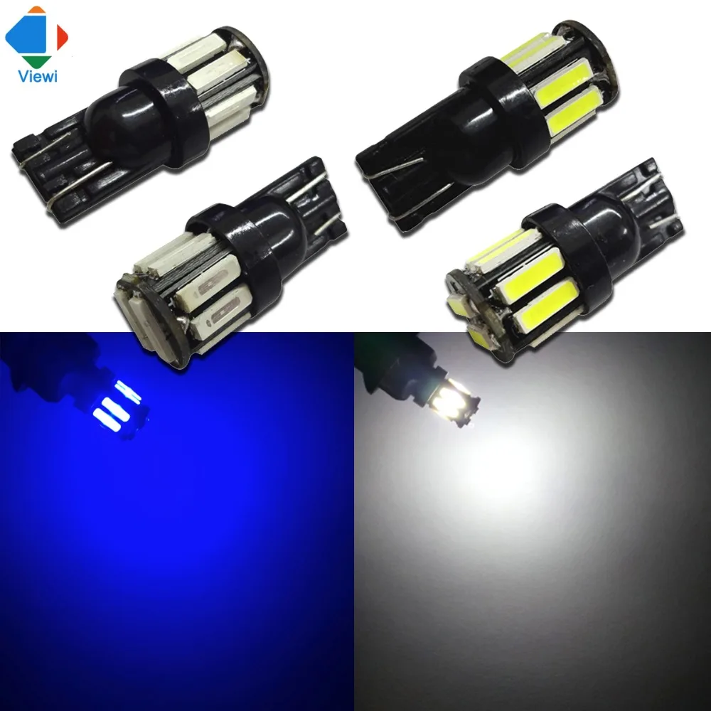 

10x T10 W5W led bulb lamp smd 7020 10 leds Dc 12 volt car light auto wedge white blue lighting 12v automotive light lamps