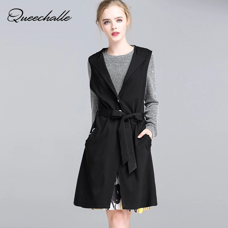 Queechalle Autumn Women's Wool Vest Coat XL 5XL Plus Size Mid Long