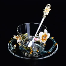 Европейская термостойкая стеклянная кофейная чашка и блюдце набор маленькая свежая и простая Бытовая маленькая Роскошная креативная чайная чашка