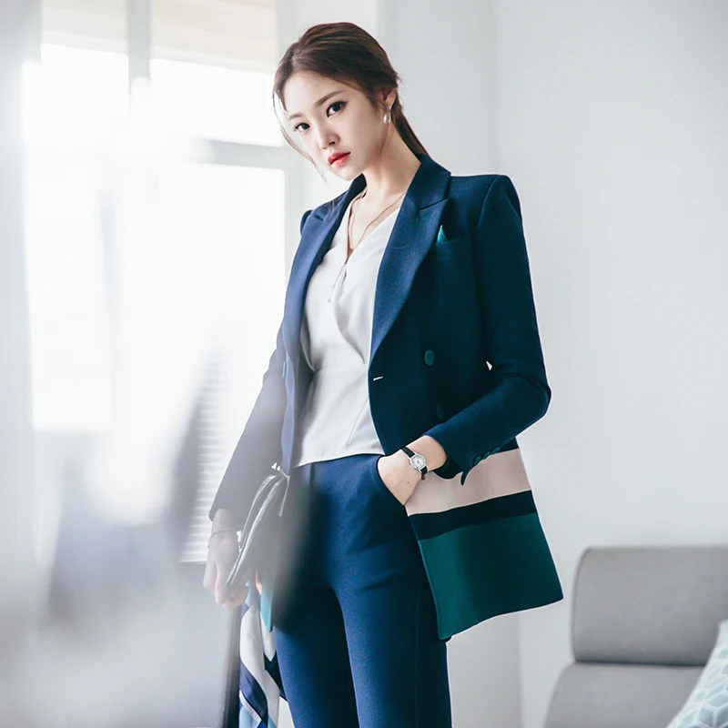 New arrival navy blue women pant womens business clothes for the office New arrival navy blue women pant womens business clothes for the office