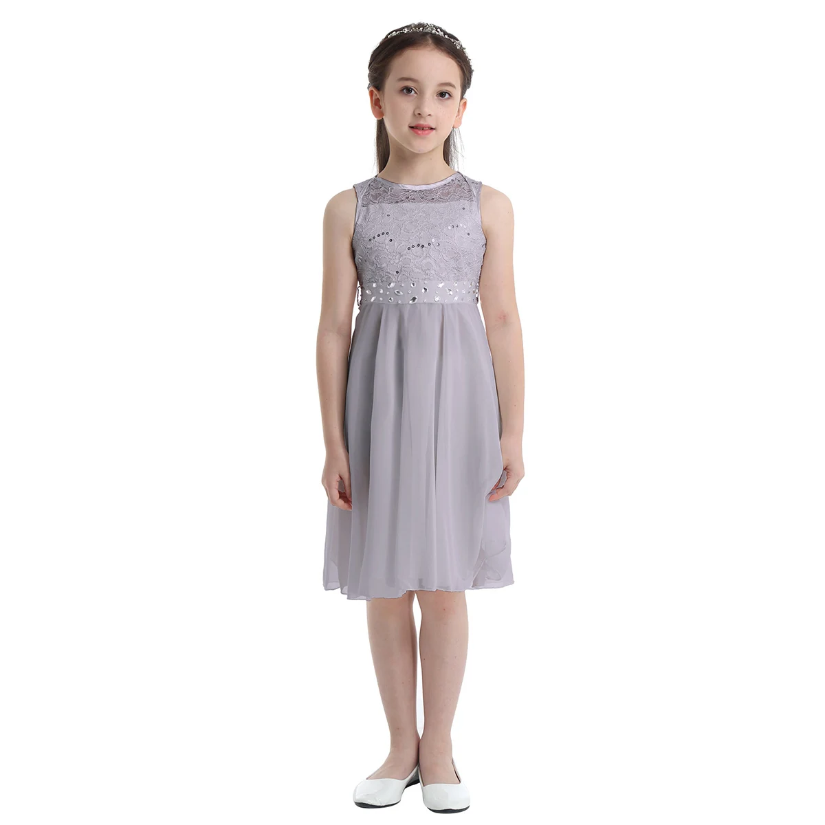 IEFIEL/детские кружевные шифоновые платья без рукавов с блестками для девочек; платье принцессы для девочек; vestido infantil; вечерние платья для девочек на свадьбу