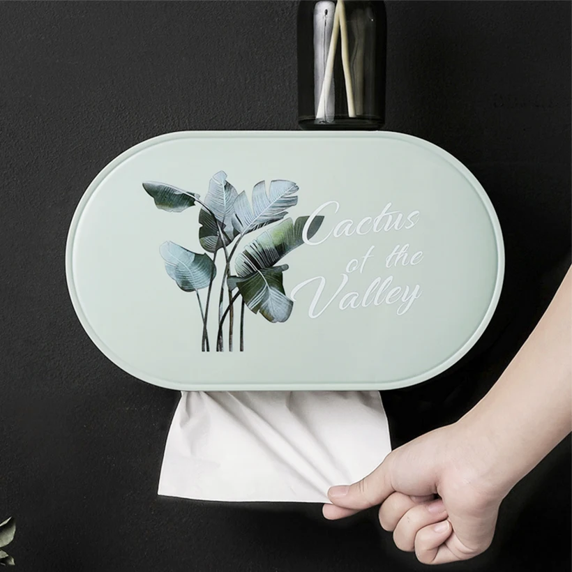 

Bathroom Tissue Box Toilet Paper Shelf Punch-Free Waterproof Roll Paper Tube Creative Tray Bathroom Tissue Paper Roll Holder D30