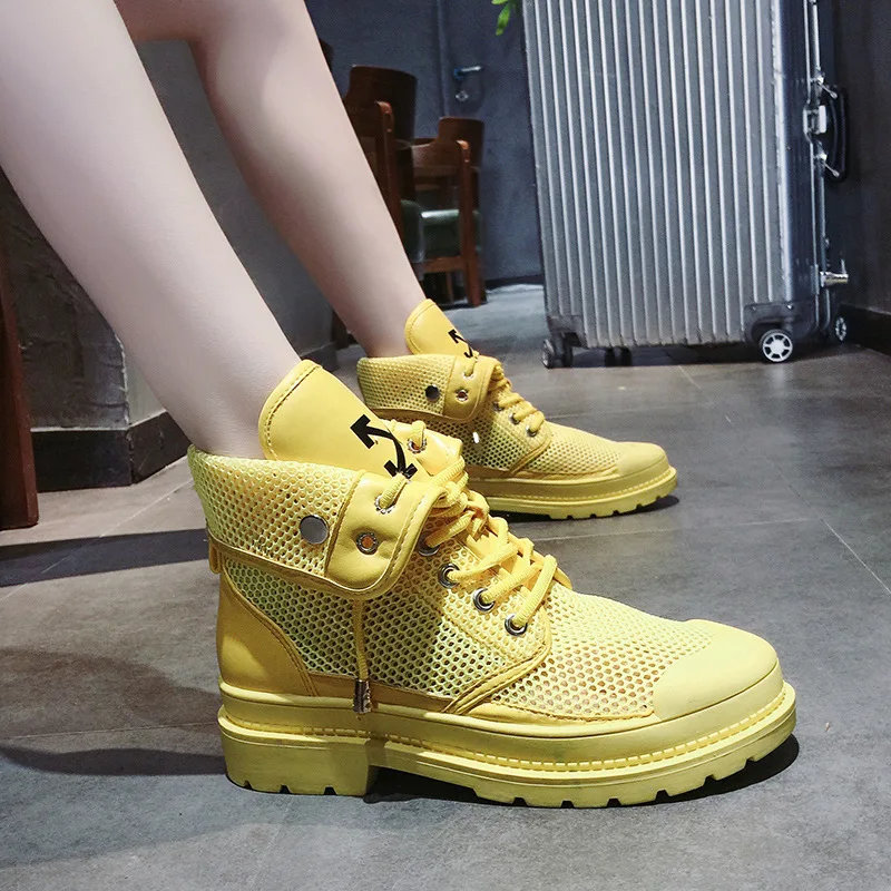 Women's boot 2019 new elevated motorcycle Martin boot women's summer aerated mesh hollowed-out boot shoes womens shoes fashion Women's boot 2019 new elevated motorcycle Martin boot women's summer aerated mesh hollowed-out boot shoes womens shoes fashion