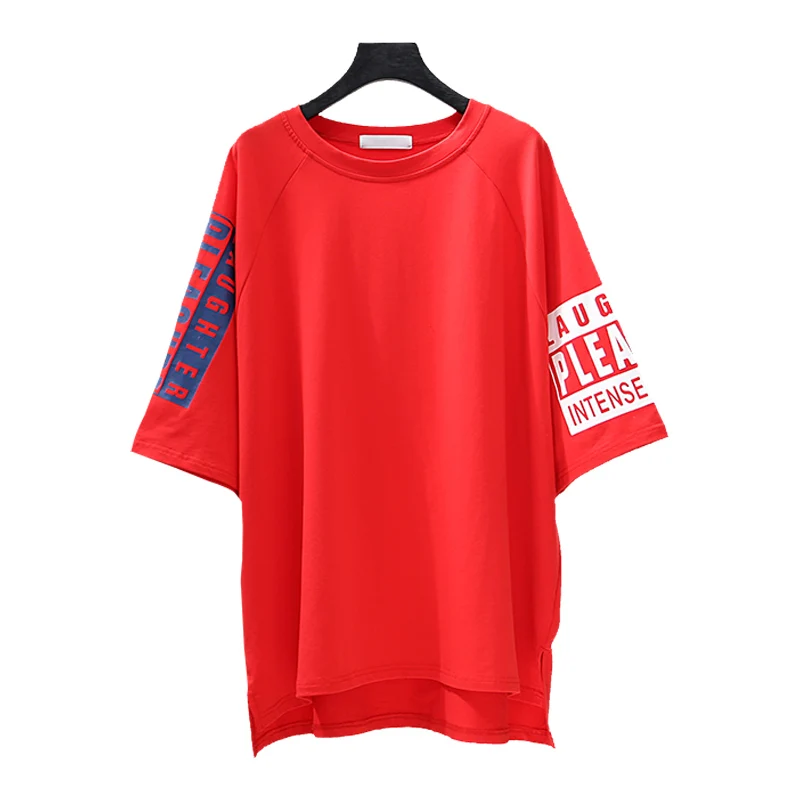 

ZXQJ 2019 summer loose-fitting short-sleeved T-shirt Korean version of women's casual medium length large size cotton clothes