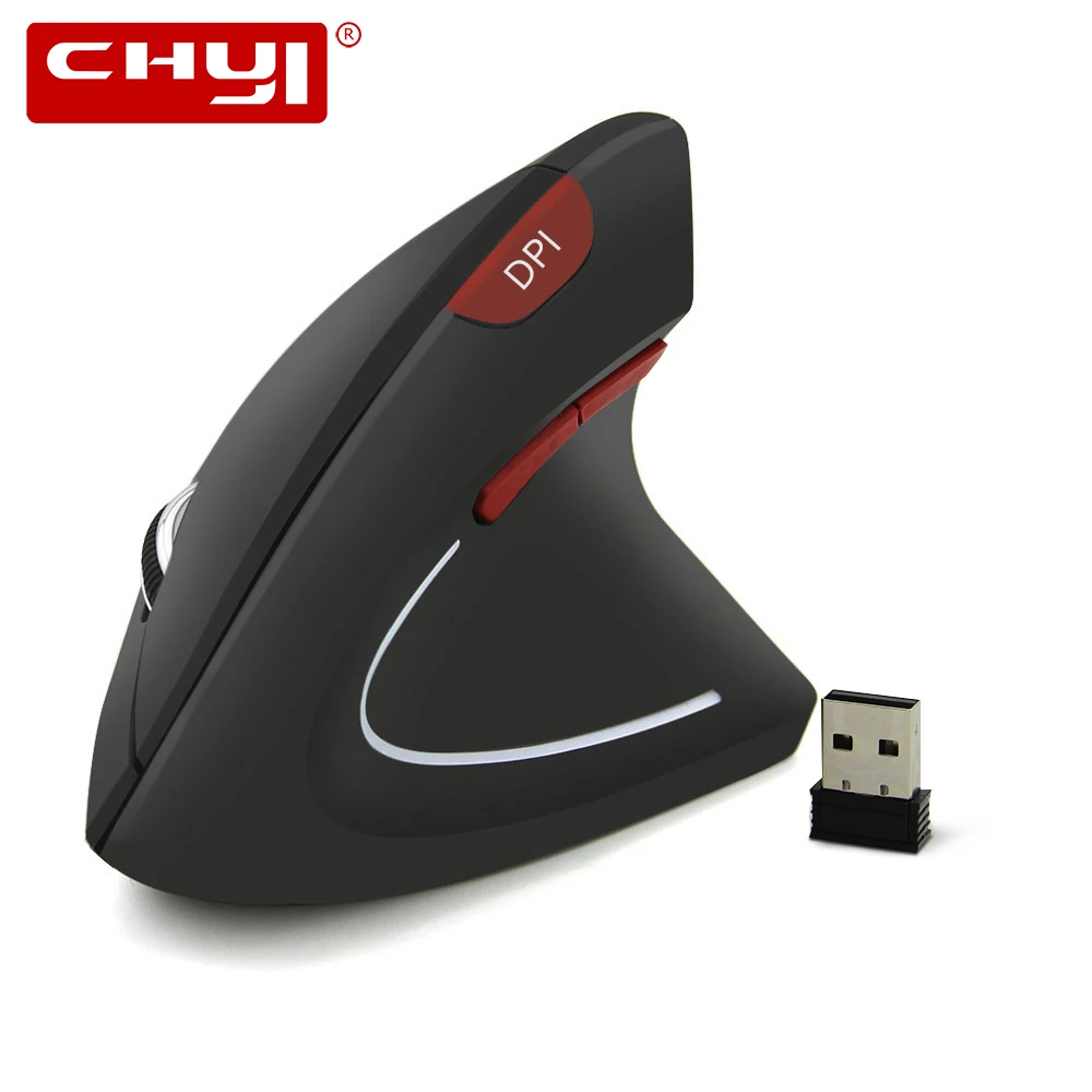 CHYI Wireless Vertical Mouse Ergonomic Computer Gaming Mice 800/1200/1600DPI USB Optical Mouse Gamer With Mouse Pad Kit For PC best computer mouse