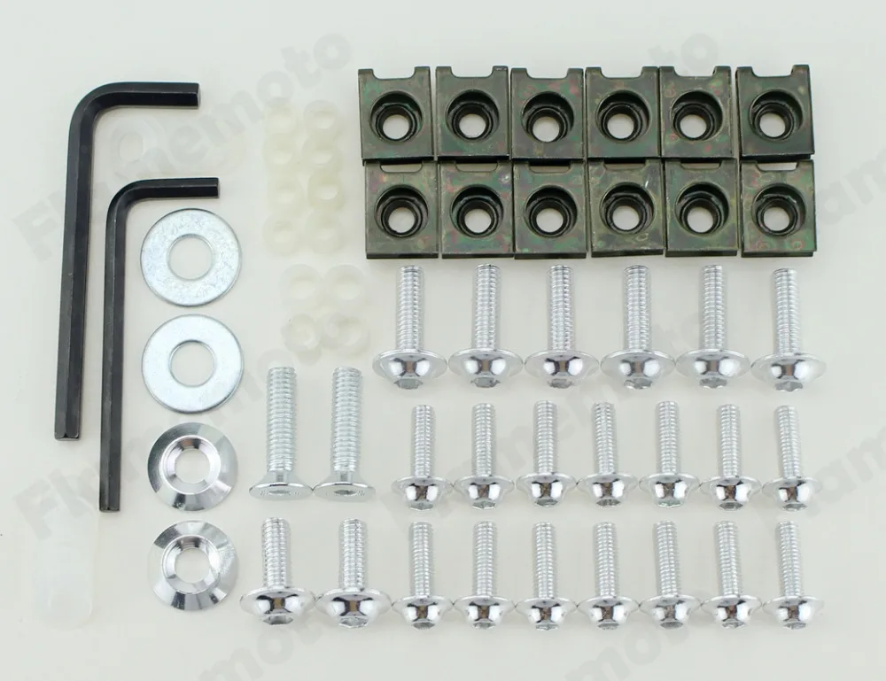 Motorcycle Screw Chrome Aluminum Fairing Bolts Screw Kit for Kawasaki