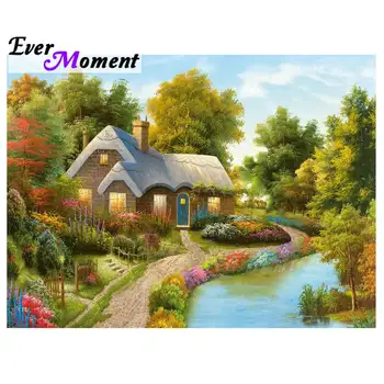 

Ever Moment Diamond Painting Handmade Full Square Drill House Scenery Diamond Embroidery Diamond Embroidery Mosaic Decor 3F401