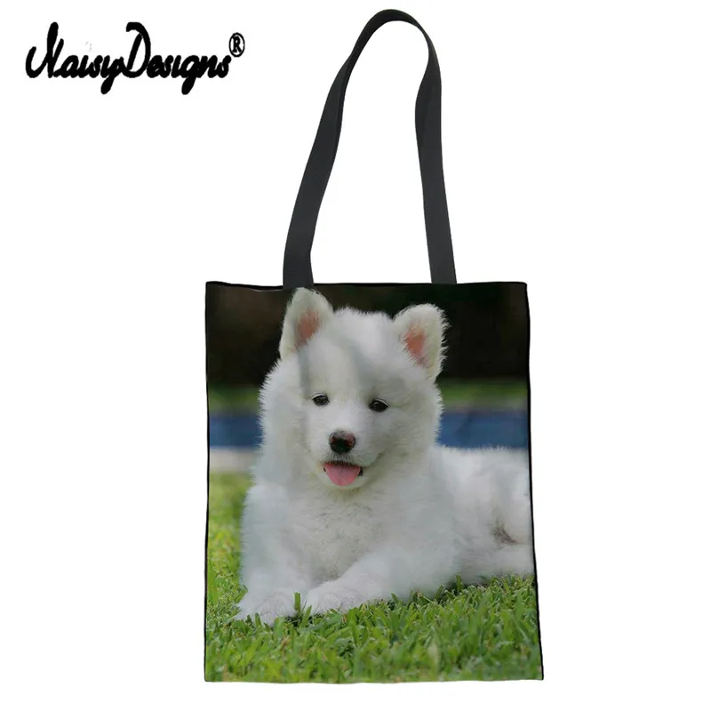 Собака самоед Женская хозяйственная сумка на шнурке сумка через плечо Экологичная парусиновая дорожная Подарочная сумка для девочек