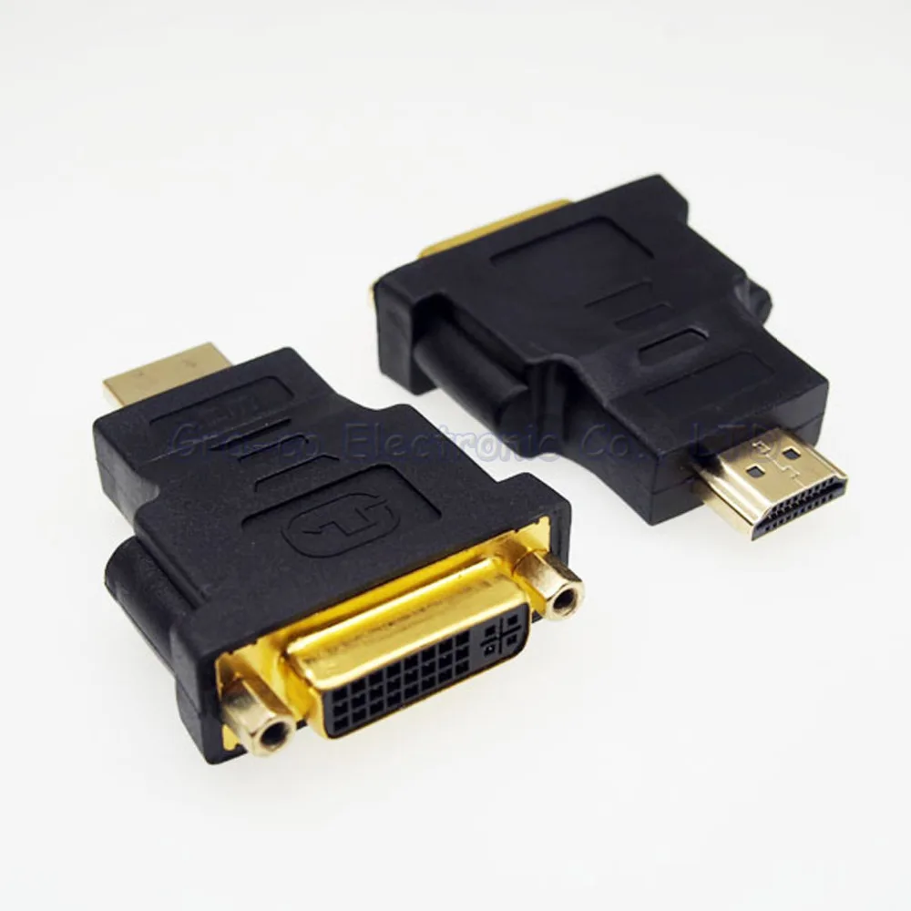 25 шт./лот позолоченный DVI к HDMI адаптер DVI 24 + 5 Женский к HDMI Мужской взаимной передачи