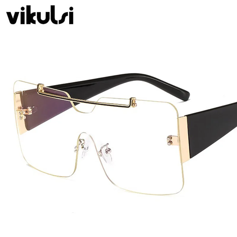 Унисекс Мода новые женские квадратные солнцезащитные очки для женщин очки оттенки винтажные брендовые дизайнерские негабаритные солнцезащитные очки для женщин и мужчин - Цвет линз: E132 gold clear