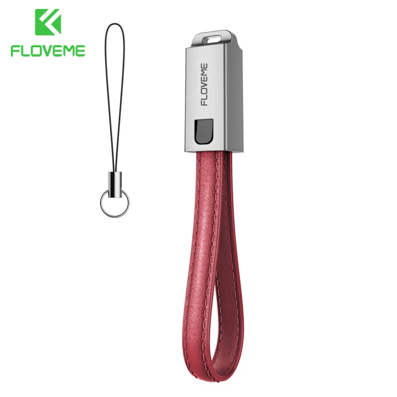 FLOVEME USB кабель для iPhone 7 8 Plus X 10 из искусственной кожи брелок зарядный кабель для iPhone 6 6S Plus 5 5S SE для Apple iPad - Цвет: Red