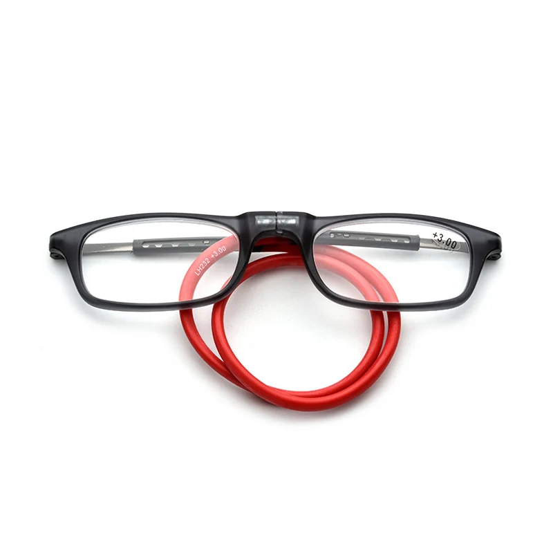 GLAUSA, унисекс, Складные Магнитные очки для чтения, для мужчин и женщин, регулируемые, висят на шее, складные очки, спереди соединяются с магнитом